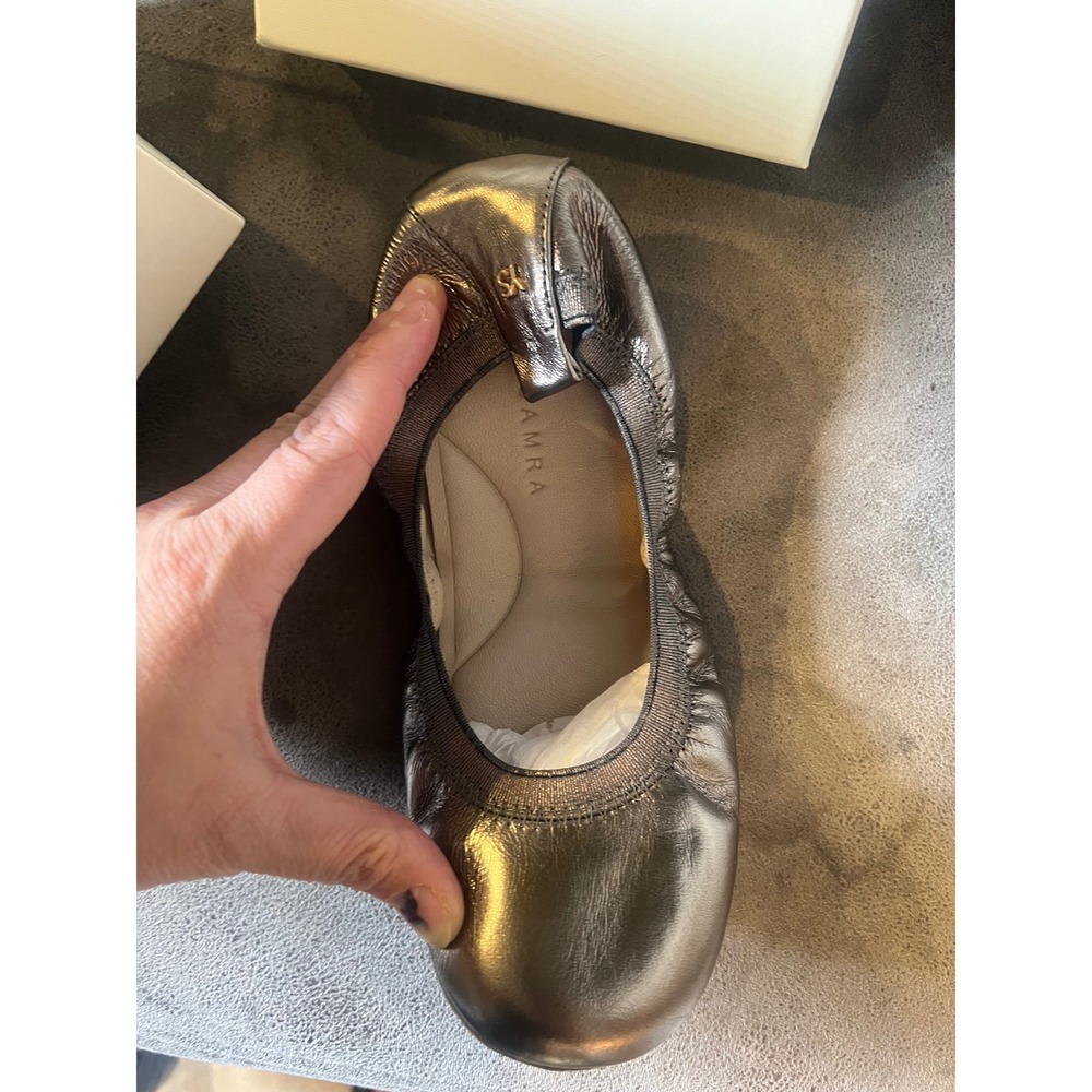 Yosi Samra Womens Ballet Flats Foldable Samara Pewter Size 7 NWT